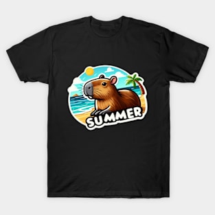 Summer capybara on the beach T-Shirt